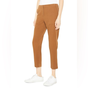 Theory Treeca Topstitched Ankle Pants cropped brown‎ jeans chino straight leg